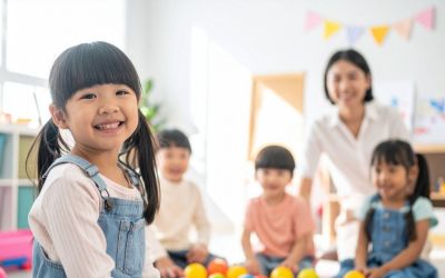 印西市の児発で児童指導員と集団活動を楽しむ子どもたち